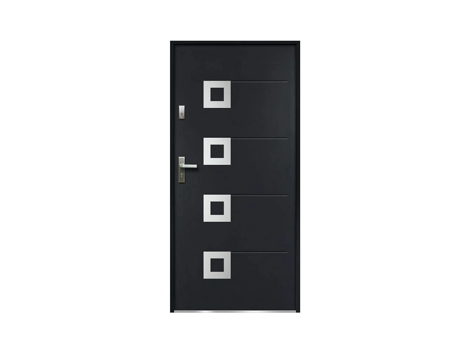 Porte d'entrée en acier avec inox H207 x L100 cm anthracite - poussant droit - TIFANA