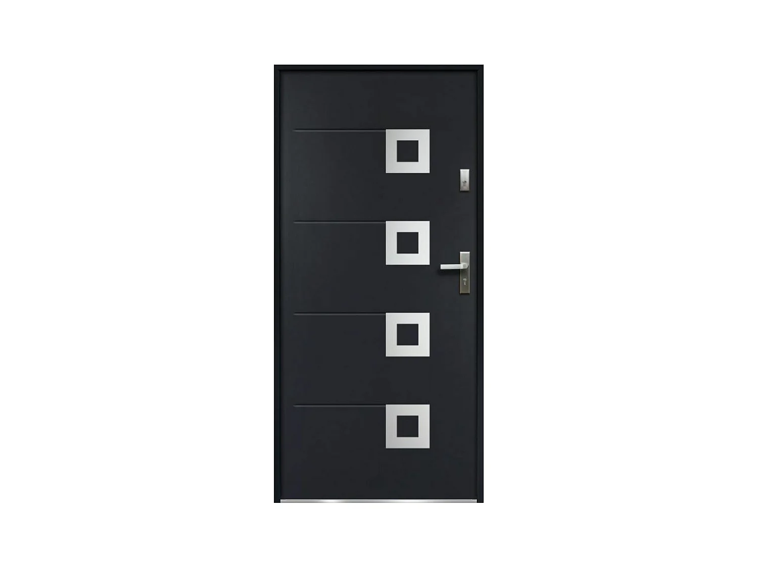 Porte d'entrée en acier avec inox L207 x L100 cm anthracite - poussant gauche - TIFANA