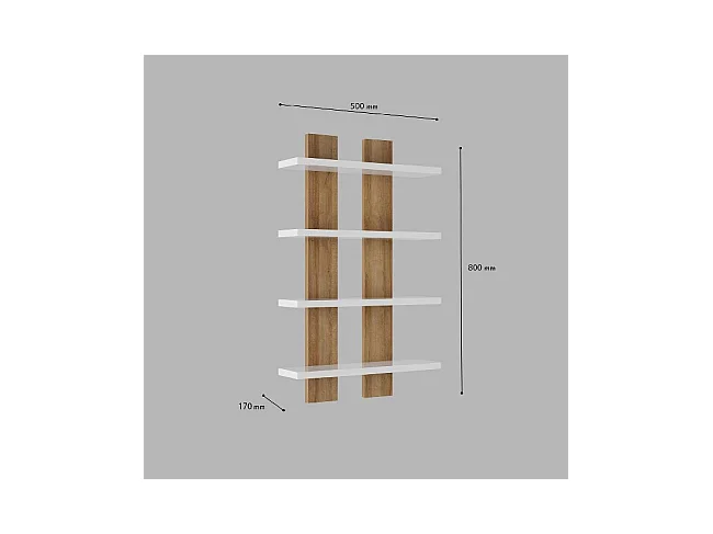 Étagère Nergis, Chêne, 50x17x80 cm, EPIKASA