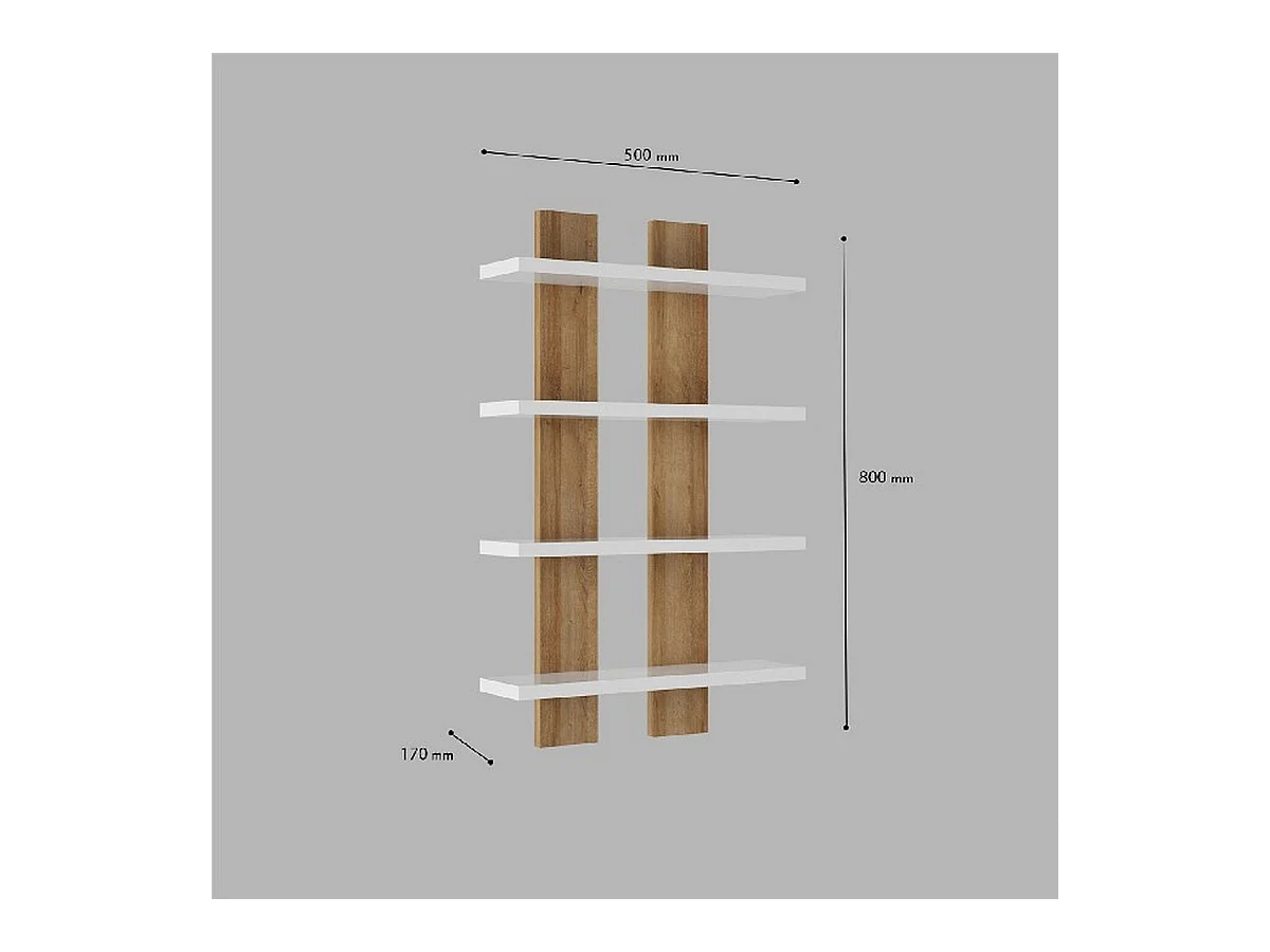 Étagère Nergis, Chêne, 50x17x80 cm, EPIKASA