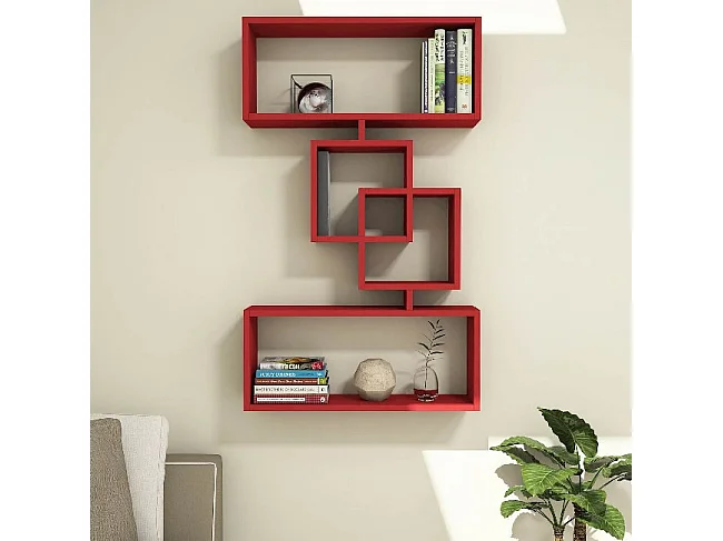 Étagère Harmony - Rouge - 70 x 22 x 117 cm