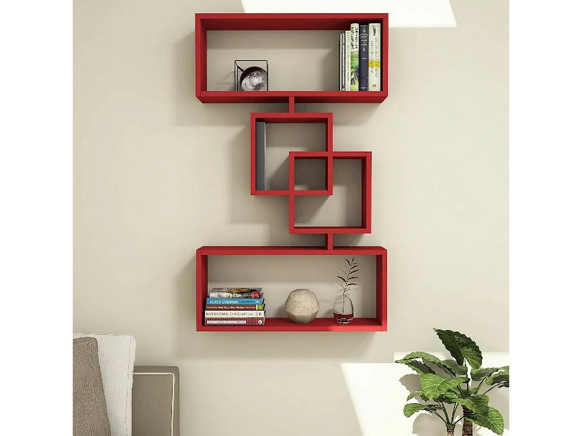 Étagère Harmony - Rouge - 70 x 22 x 117 cm