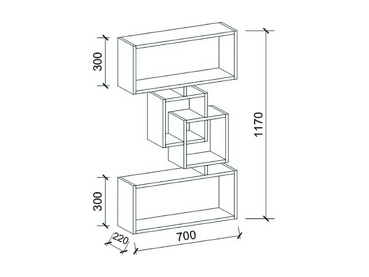 Étagère Harmony - Rouge - 70 x 22 x 117 cm