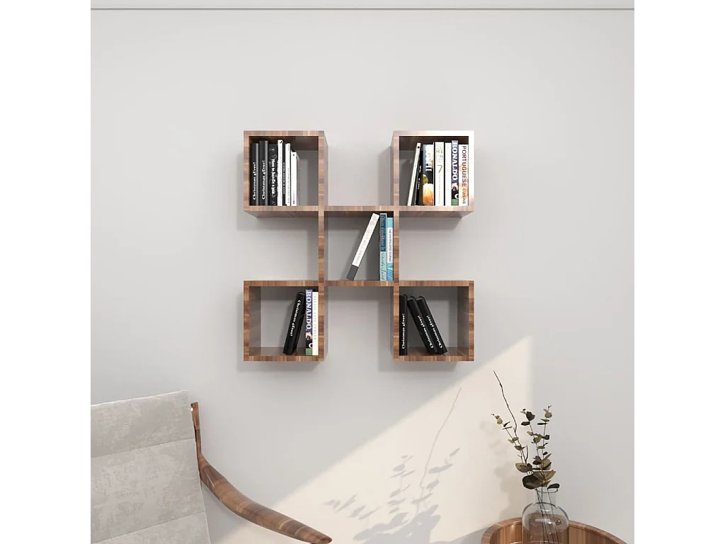 Homemania Wandregal Spider 70x20x70 cm Wenge