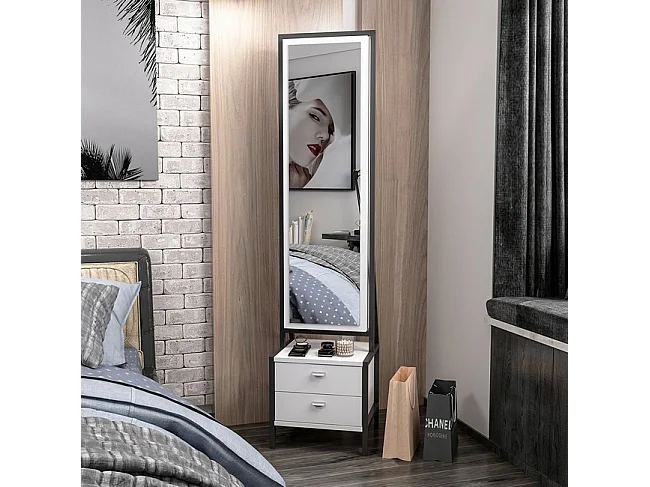 Mueble de Entrada Elegante - Blanco, Negro - 41 x 35 x 170 cm - EPIKASA