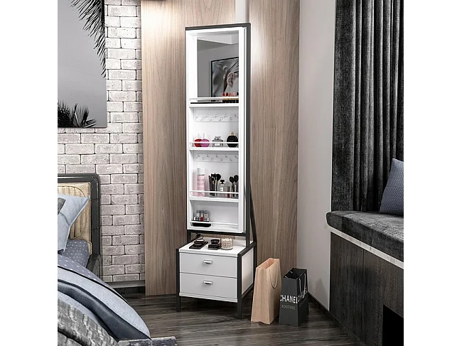 Mueble de Entrada Elegante - Blanco, Negro - 41 x 35 x 170 cm - EPIKASA