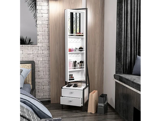 Mueble de Entrada Elegante - Blanco, Negro - 41 x 35 x 170 cm - EPIKASA