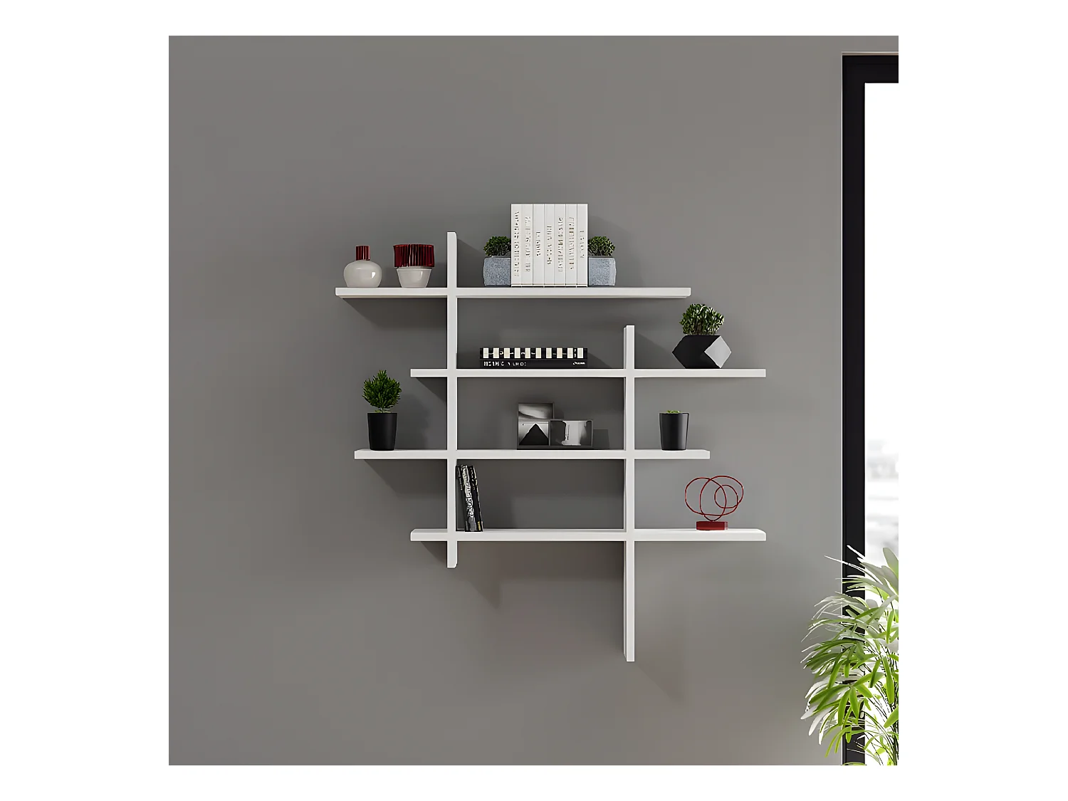 Étagère Cizgi, Blanc, 115x22x115 cm, EPIKASA