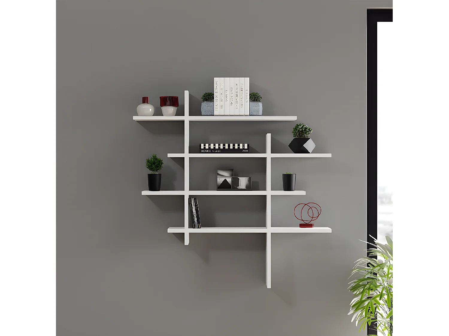 Étagère Cizgi, Blanc, 115x22x115 cm, EPIKASA