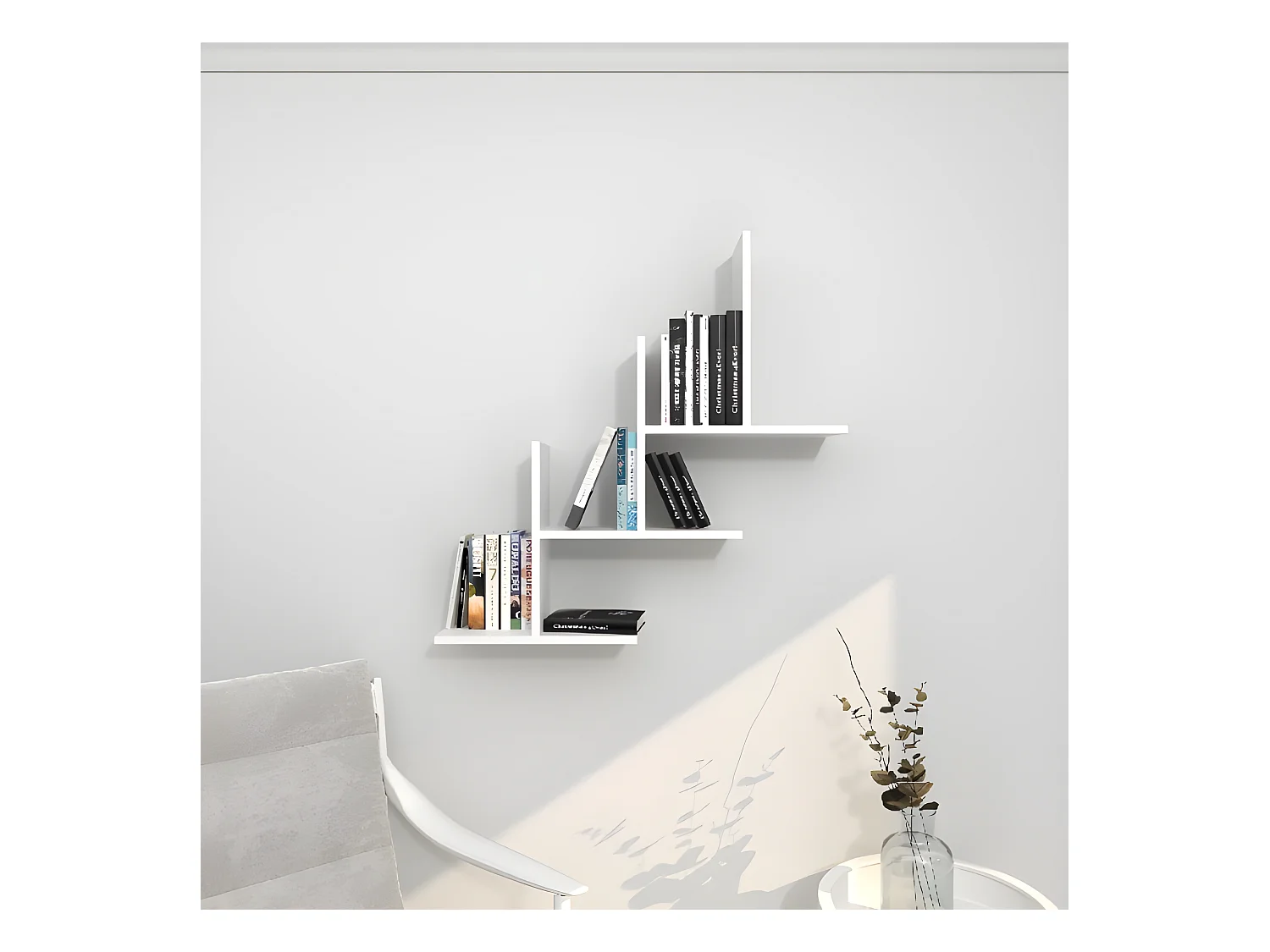 Ensemble d'étagère murale Eclipse 80x20x81,8 cm Blanc