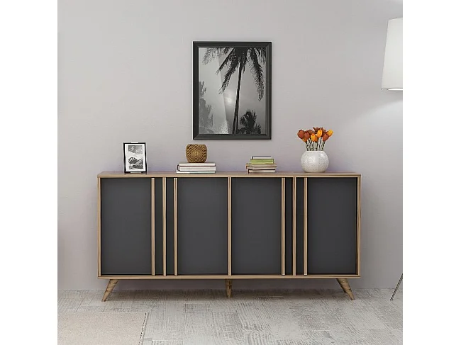 Tavolo Consolle Rilla - Noce, Antracite - 160 x 40 x 79