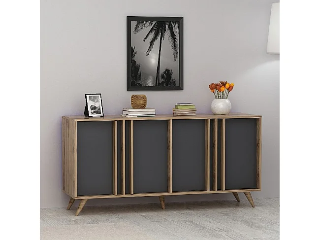 Tavolo Consolle Rilla - Noce, Antracite - 160 x 40 x 79