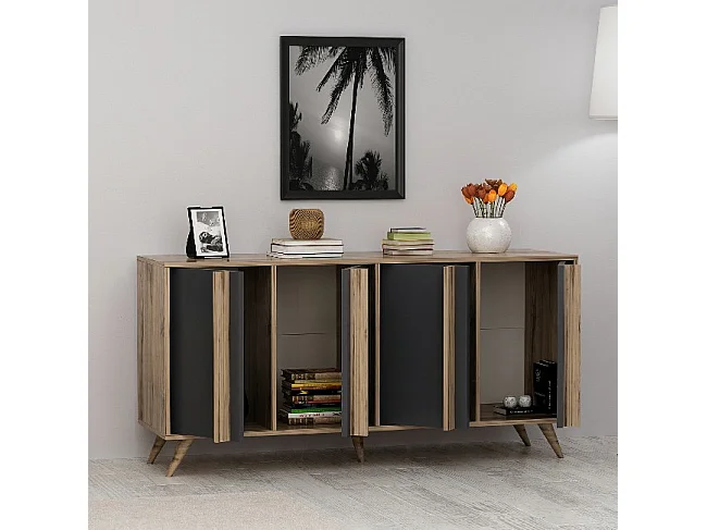 Tavolo Consolle Rilla - Noce, Antracite - 160 x 40 x 79