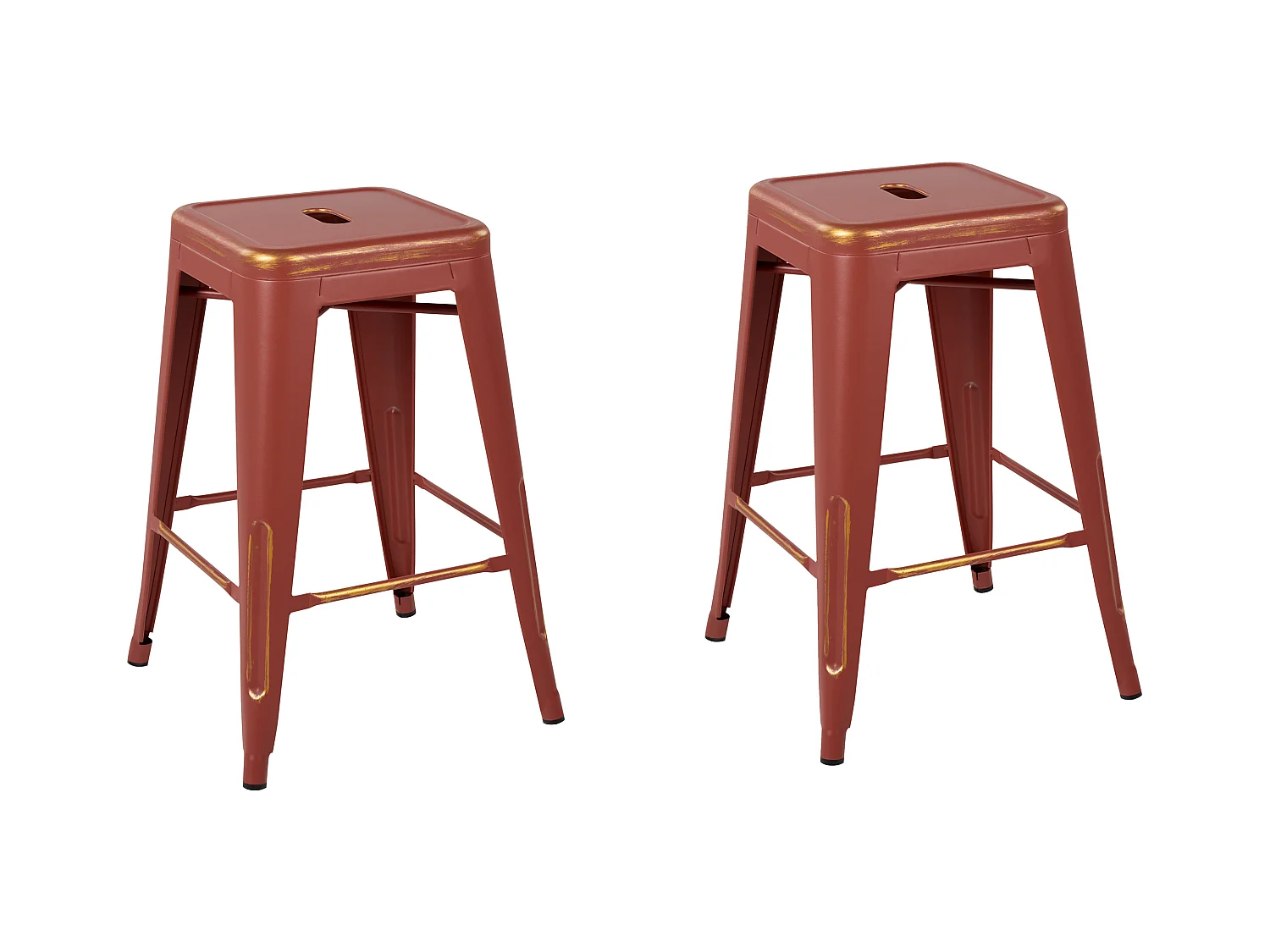 Lot de 2 tabourets de bar CABRILLO Métal Rouge