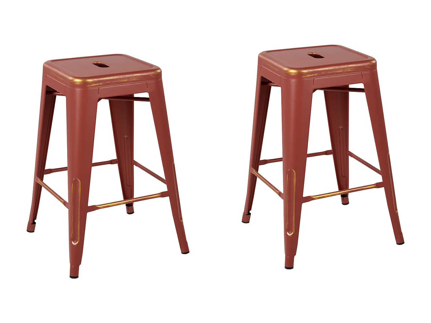 Lot de 2 tabourets de bar CABRILLO Métal Rouge