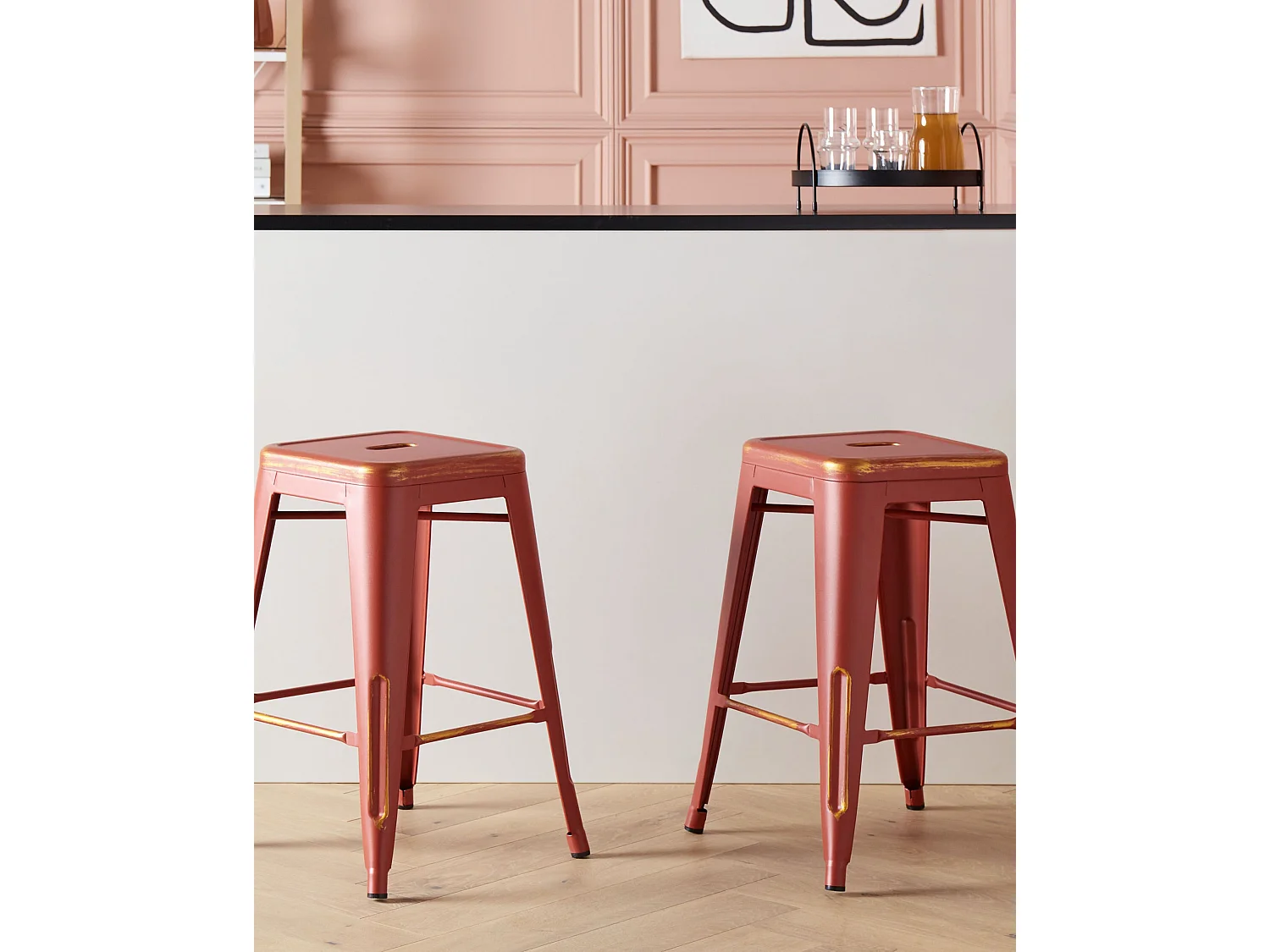 Lot de 2 tabourets de bar CABRILLO Métal Rouge