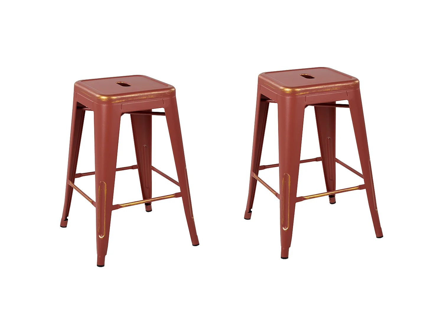 Lot de 2 tabourets de bar CABRILLO Métal Rouge