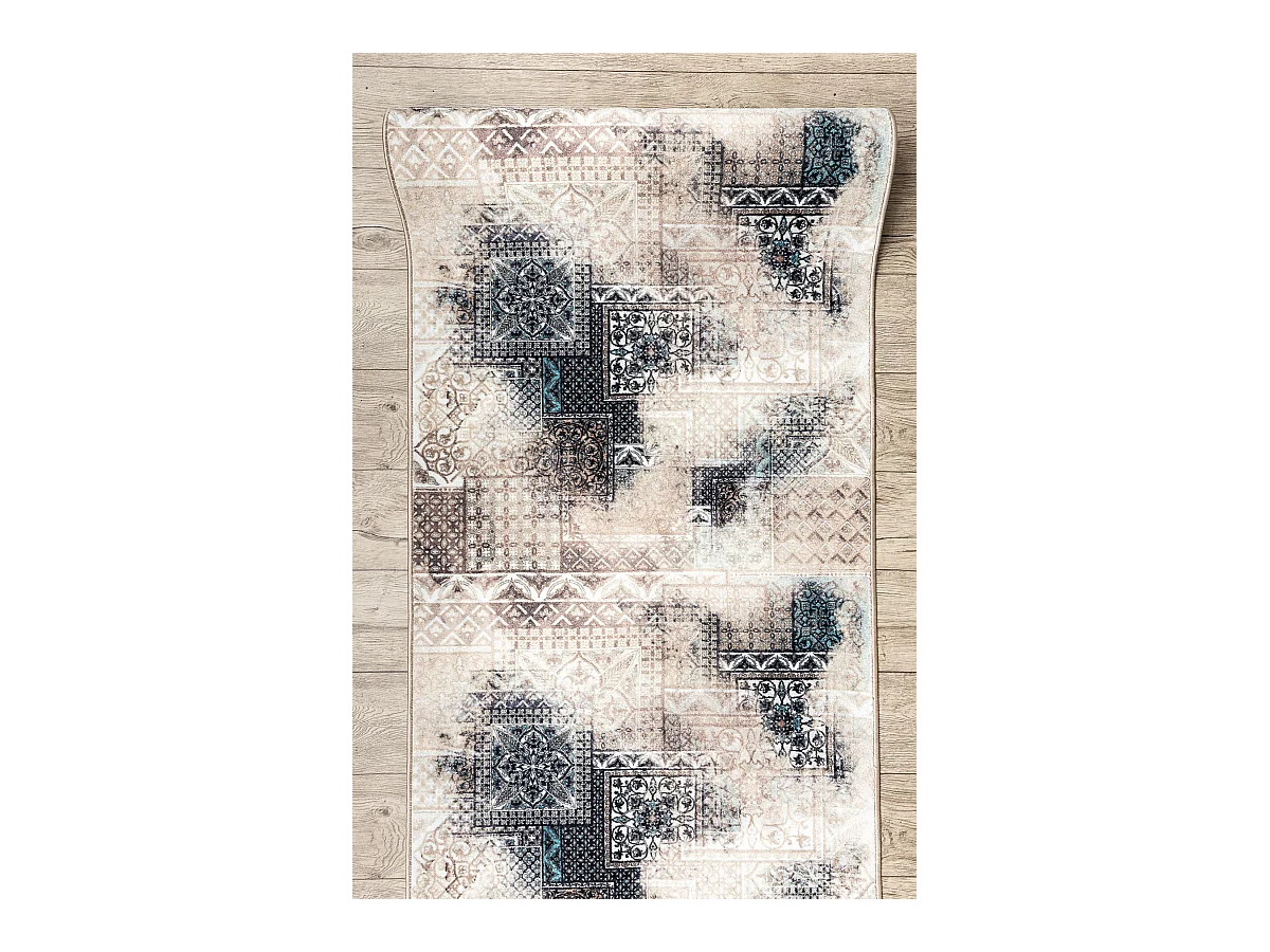 Loper antislip PATCHWORK vintage, gom beige 80x690 cm