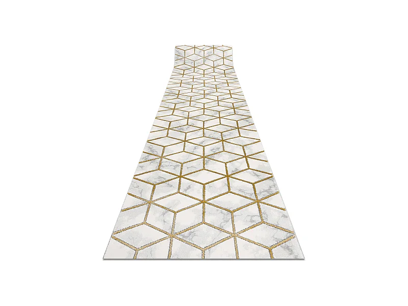 Exklusiv EMERALD Läufer 1014 glamour, stilvoll Würfel creme / gold 100x360 cm