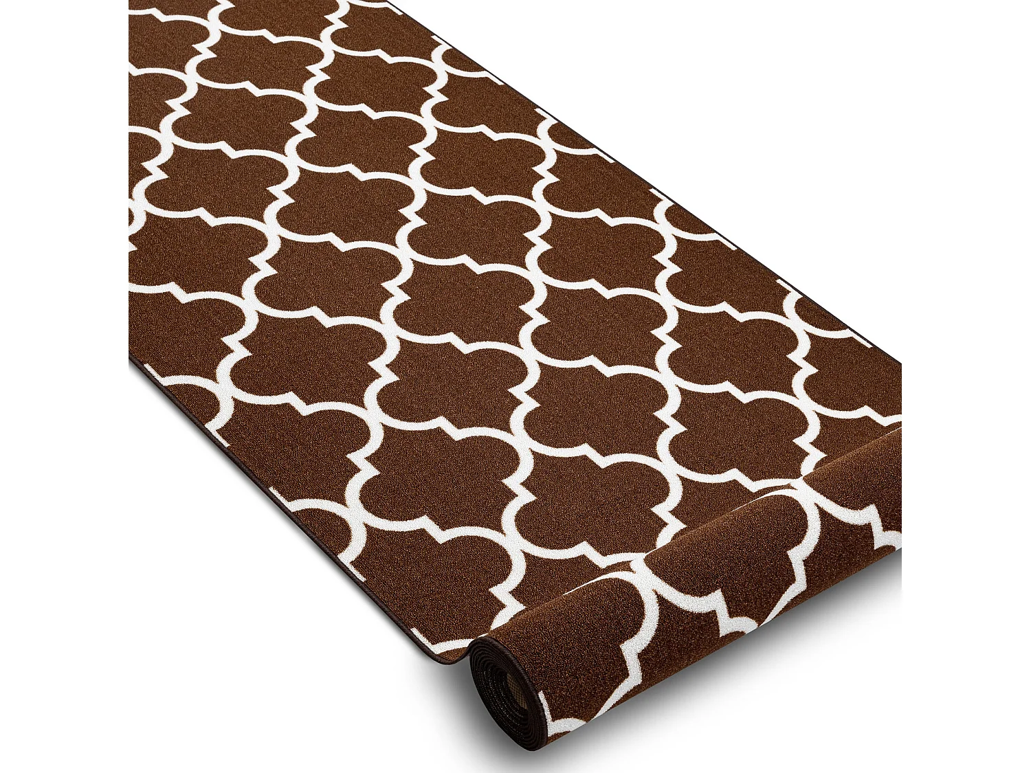 TAPIS DE COULOIR ANTIDÉRAPANT TRÈFLE MAROCAIN marron TRELLIS 30351 67x760 cm
