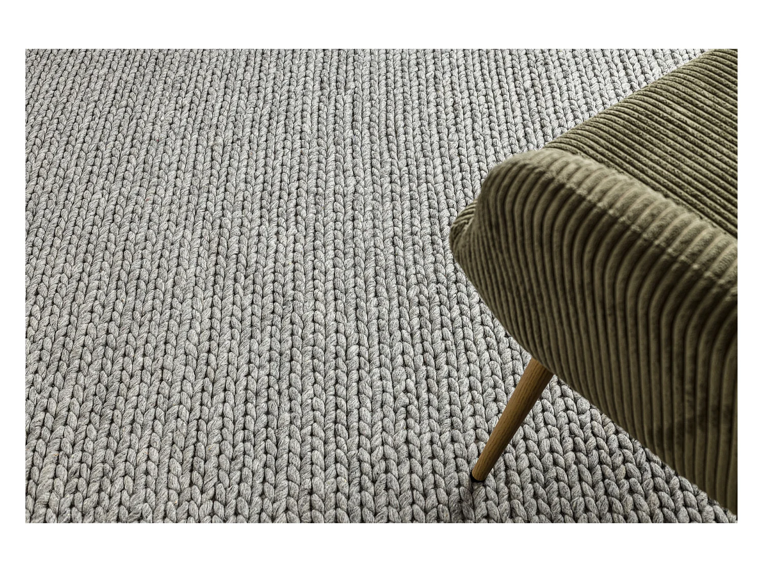 Wollen tapijt TAHAR 99004G grijs - HANDGEWEVEN lus, uniform 120x180 cm