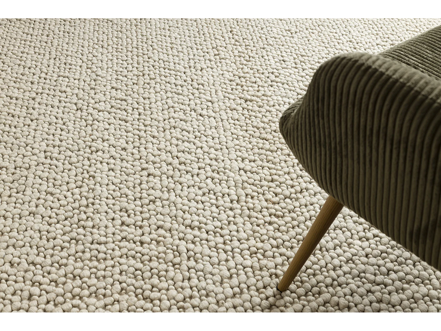 Wollteppich TAHAR 99005B Creme / grau - HANDGEWEBT Schlinge, uniform 200x290 cm