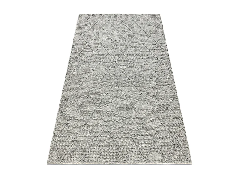 Tappeto in lana TAHAR 99001G grigio - TESSUTO A MANO, rombi, boho 200x290 cm
