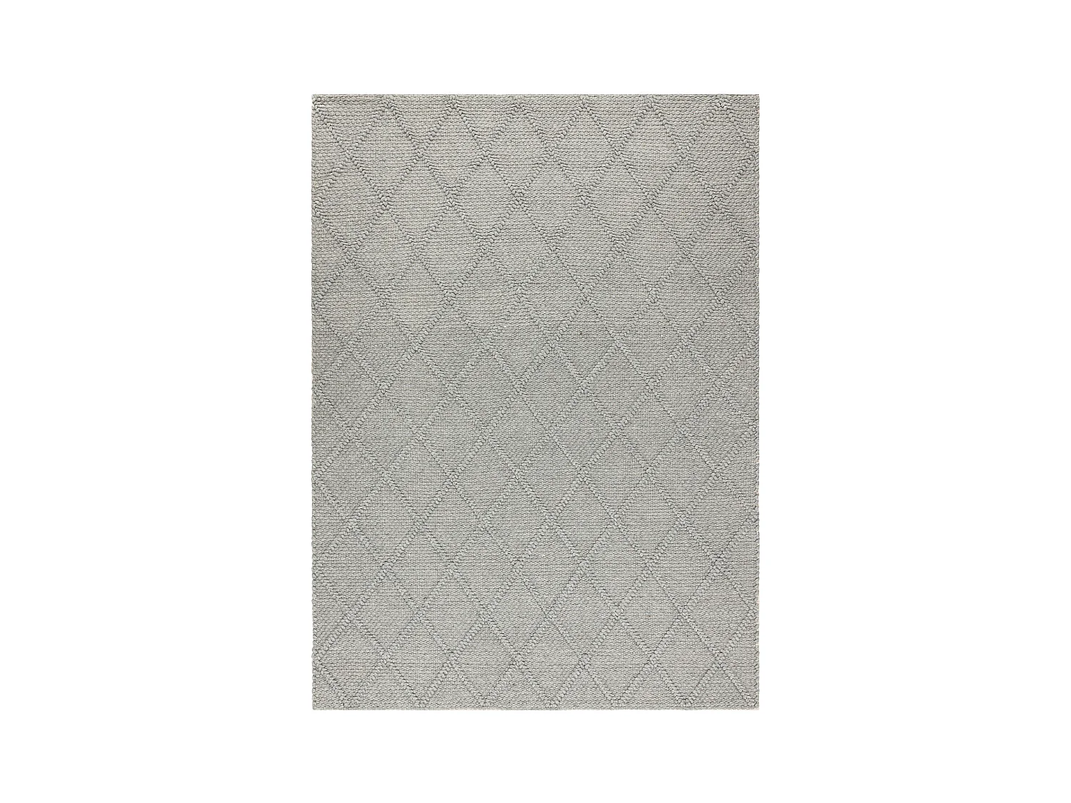 Wollen tapijt TAHAR 99001G grijs - HANDGEWEVEN lus, ruiten, boho 200x290 cm