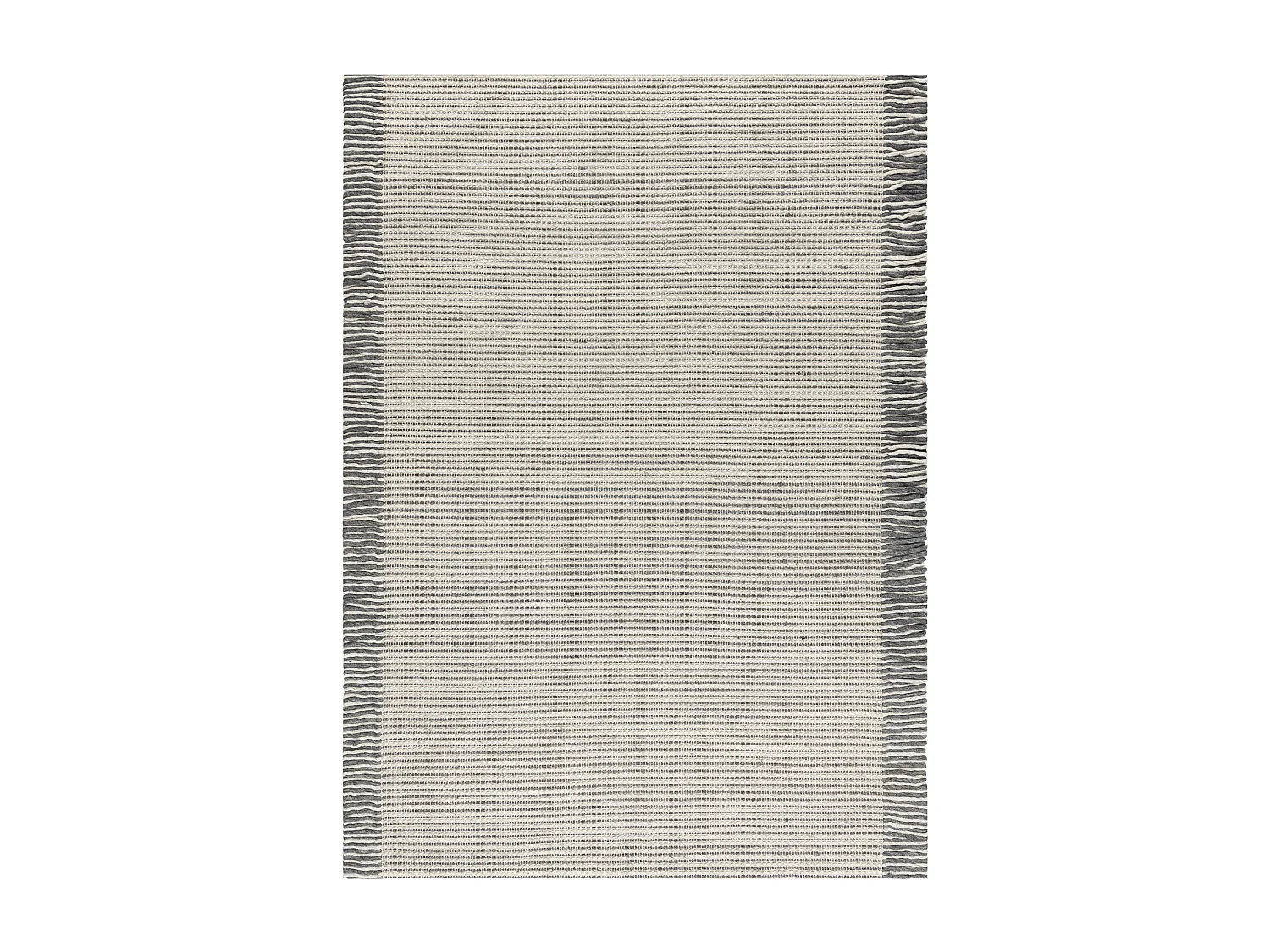 Tapis en laine TAHAR 99003F crème / gris - TISSÉ MAIN Lignes, frange 90x150 cm