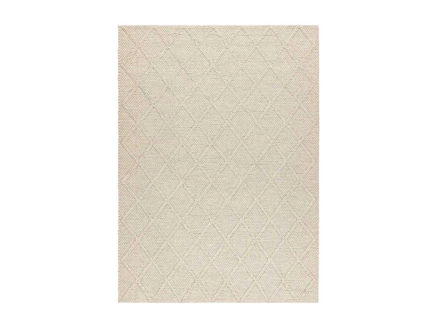 Tapis en laine TAHAR 99001B crème - TISSÉ MAIN boucle, losanges, boh 160x240 cm