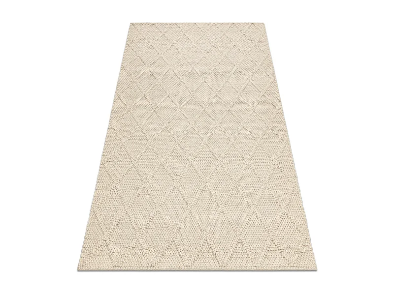 Tapis en laine TAHAR 99001B crème - TISSÉ MAIN boucle, losanges, boh 160x240 cm