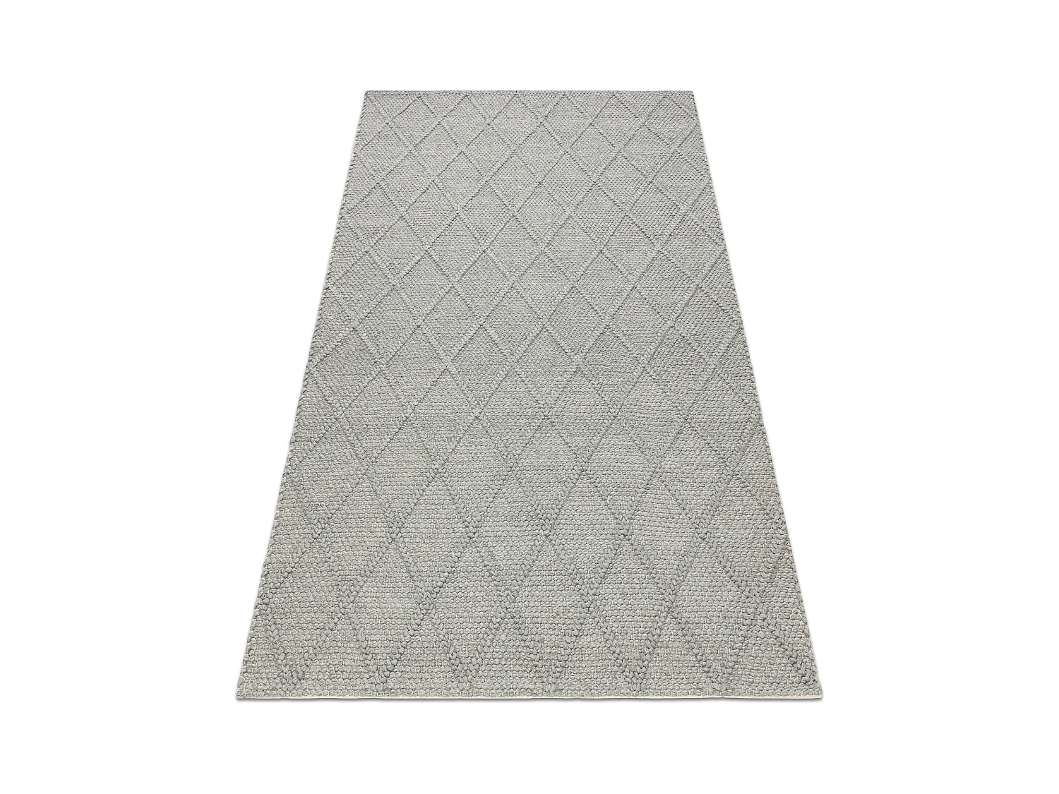 Tapis en laine TAHAR 99001G gris - TISSÉ MAIN boucle, losanges, bohè 160x240 cm