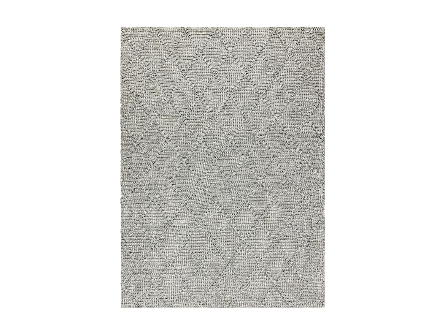 Tapis en laine TAHAR 99001G gris - TISSÉ MAIN boucle, losanges, bohè 160x240 cm