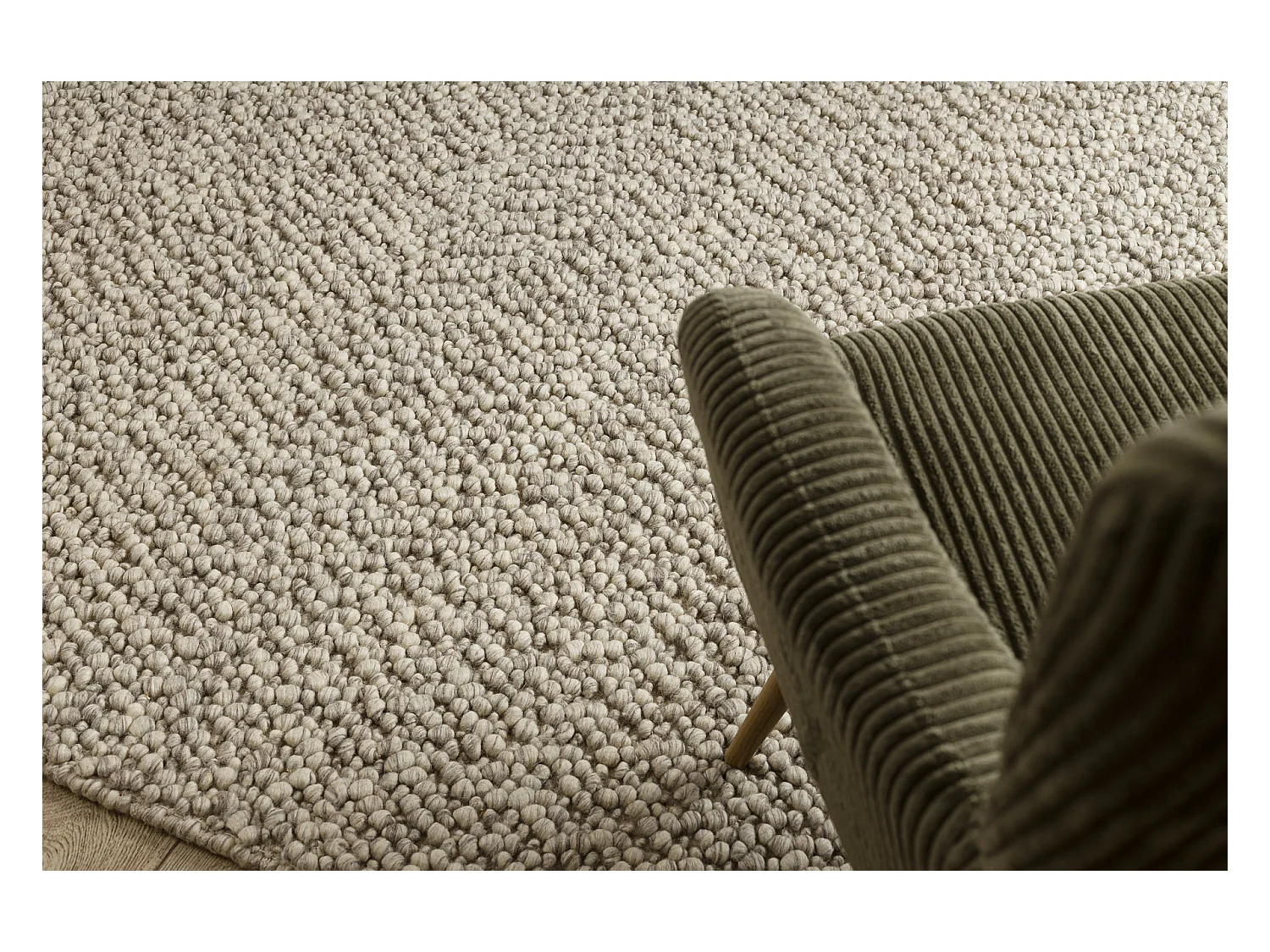 Dywan wełniany TAHAR 99005G szary / beż - RĘCZNIE TKANY pętęlkowy 200x290 cm