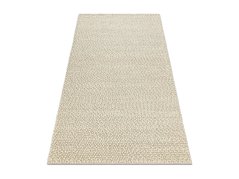 Wollteppich TAHAR 99005B Creme / grau - HANDGEWEBT Schlinge, uniform 120x180 cm