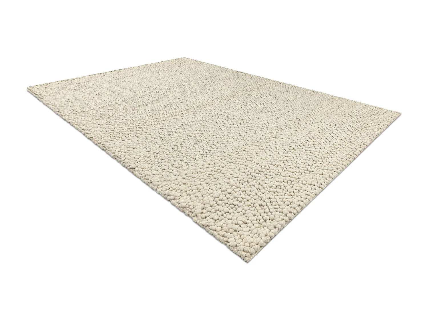 Tapis en laine TAHAR 99005B crème / gris - TISSÉ MAIN boucle, unifor 90x150 cm