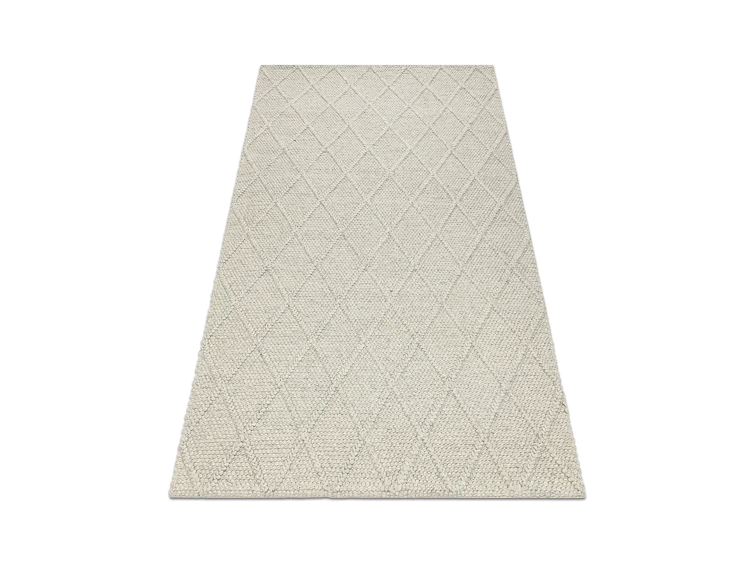 Tapis en laine TAHAR 99001C beige - TISSÉ MAIN boucle, losanges, boh� 200x290 cm