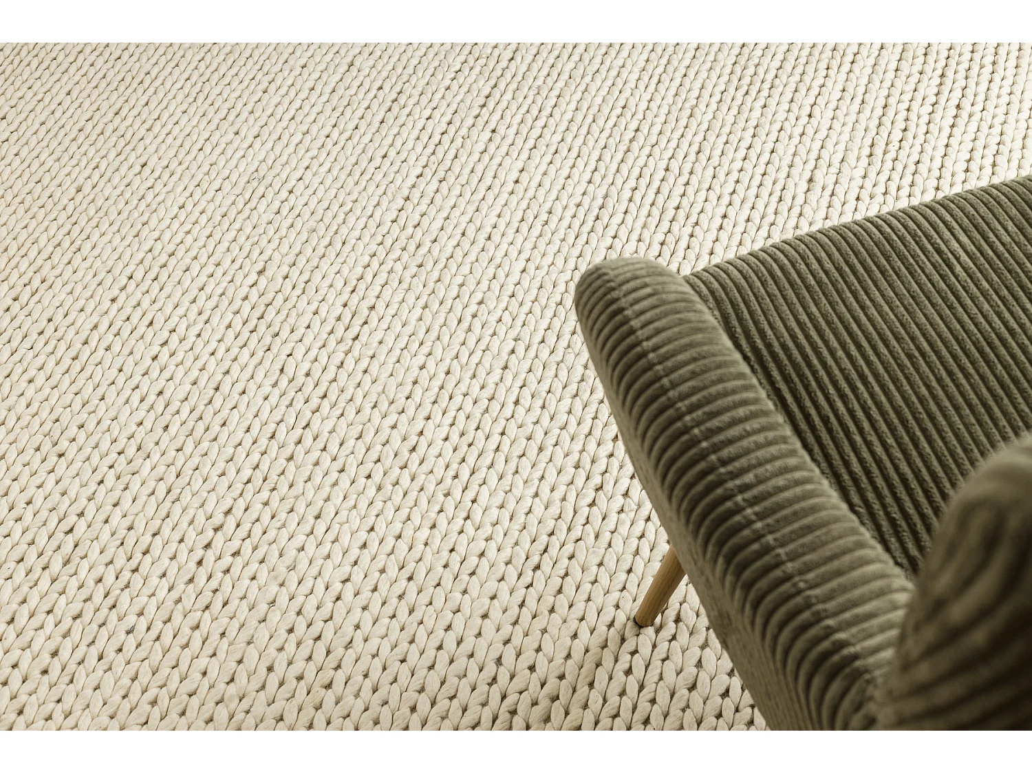 Tapis en laine TAHAR 99004B crème - TISSÉ MAIN boucle, uniforme 160x240 cm