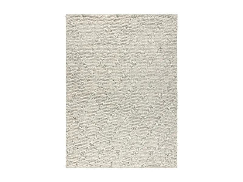 Tapis en laine TAHAR 99001C beige - TISSÉ MAIN boucle, losanges, boh� 120x180 cm