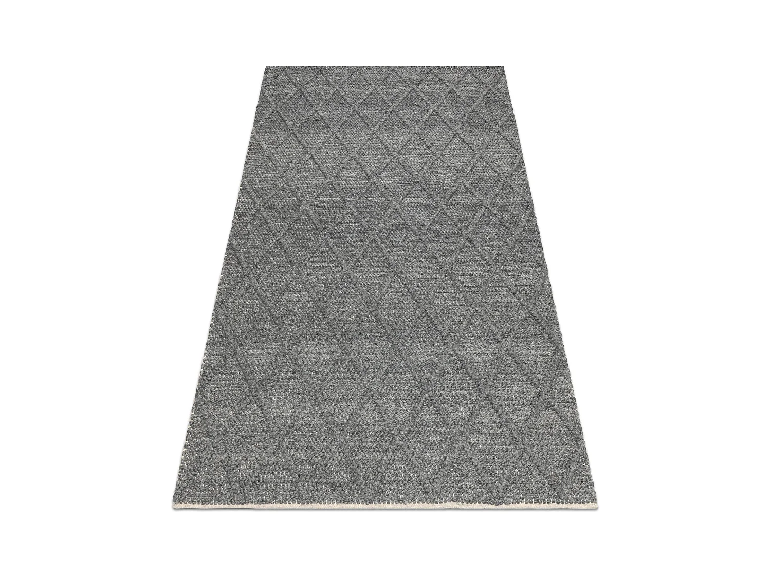 Tapis en laine TAHAR 99001K anthracite - TISSÉ MAIN boucle, losanges, 160x240 cm