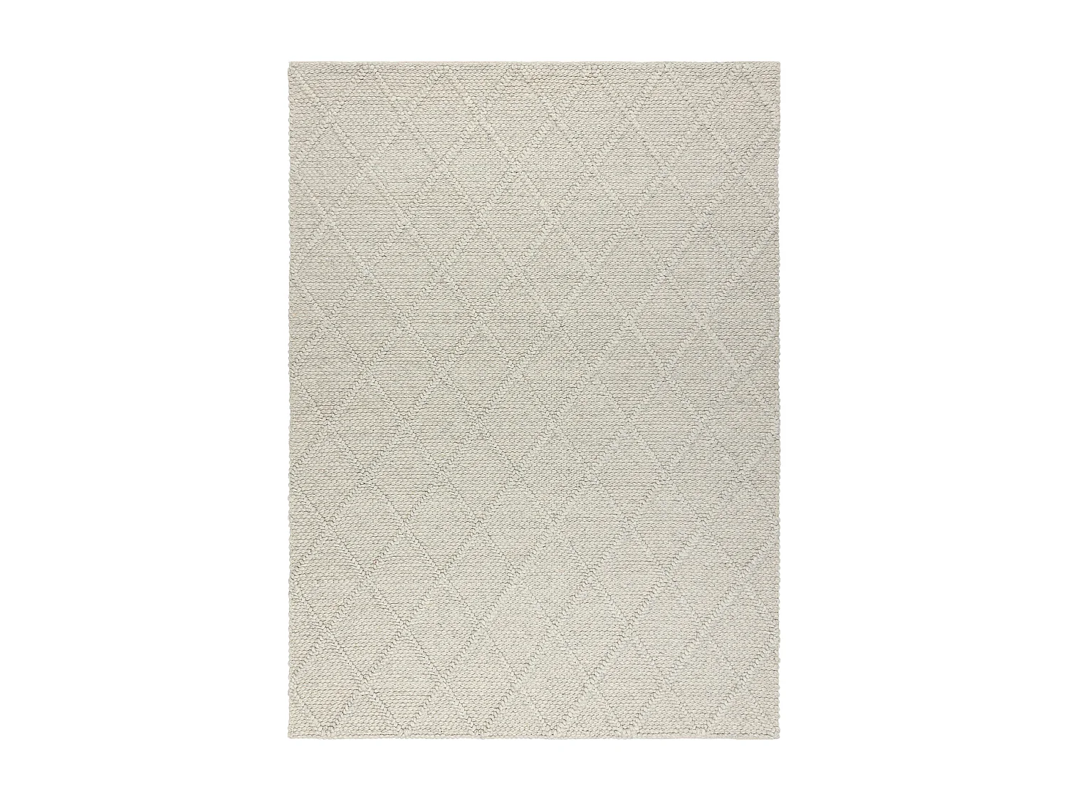 Wollteppich TAHAR 99001C beige - HANDGEWEBT Schlinge, Rauten, Boho 160x240 cm