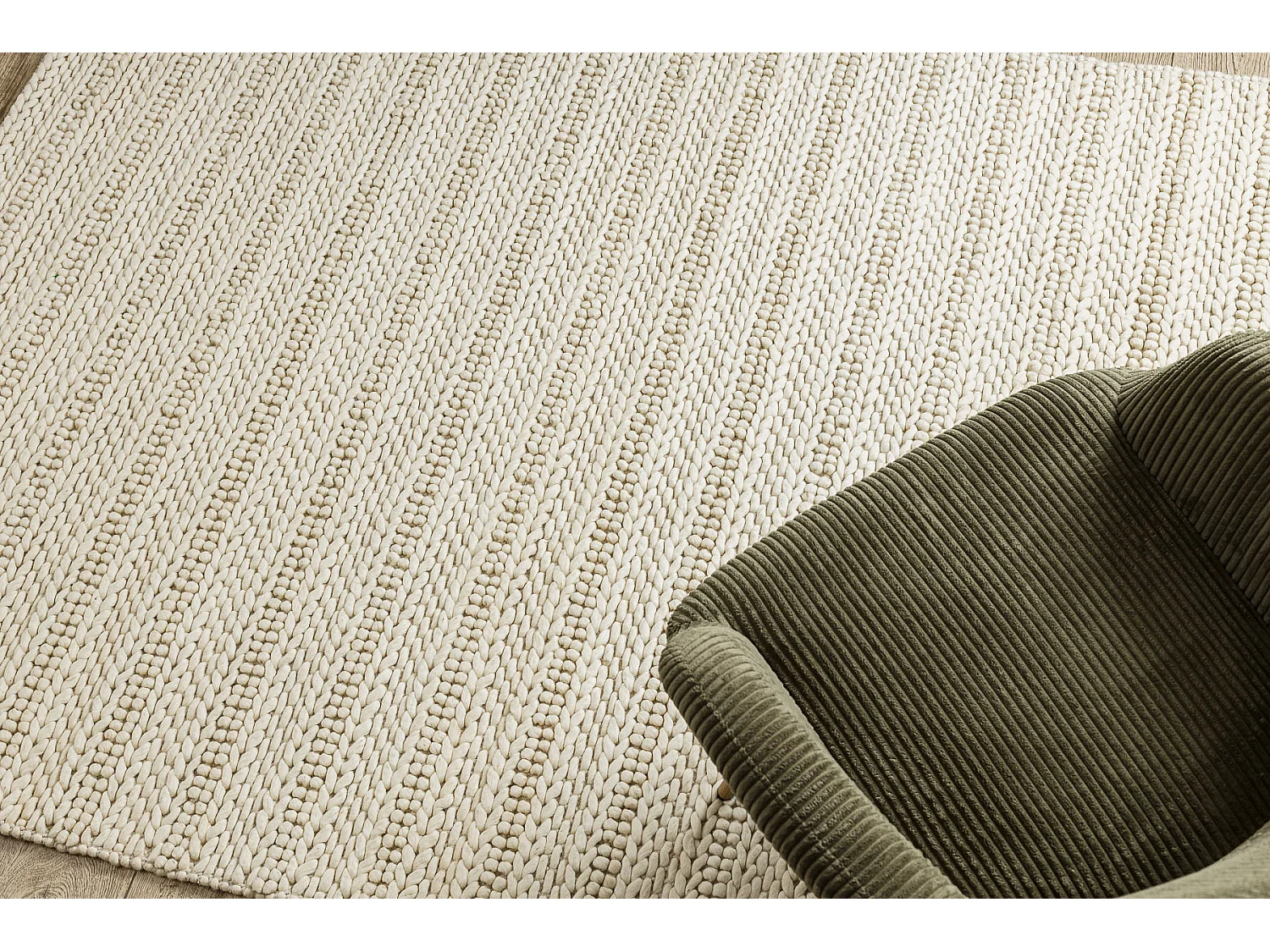 Tappeto in lana TAHAR 99002B crema - TESSUTO A MANO, Linee  200x290 cm