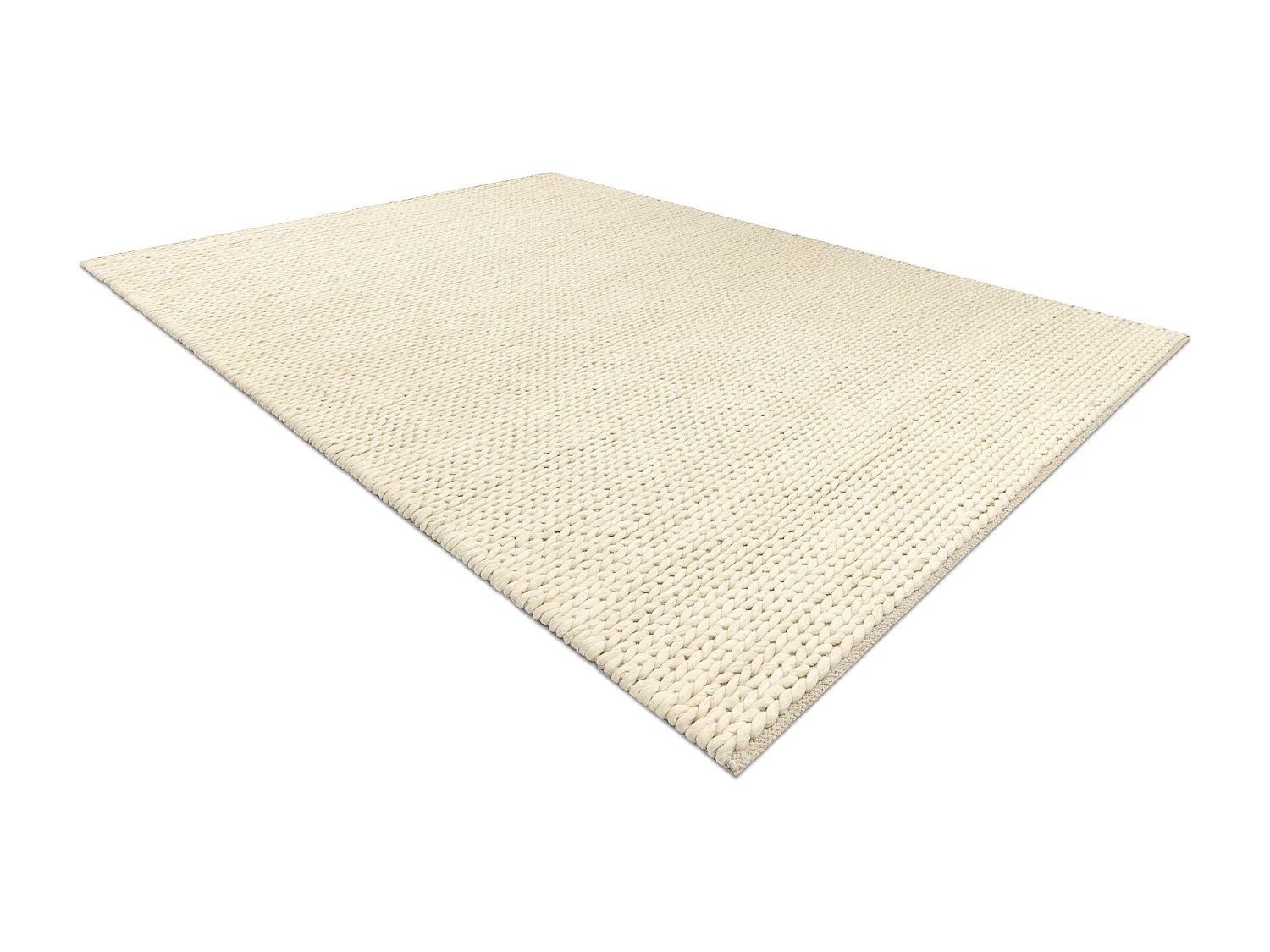 Tapis en laine TAHAR 99004B crème - TISSÉ MAIN boucle, uniforme 120x180 cm