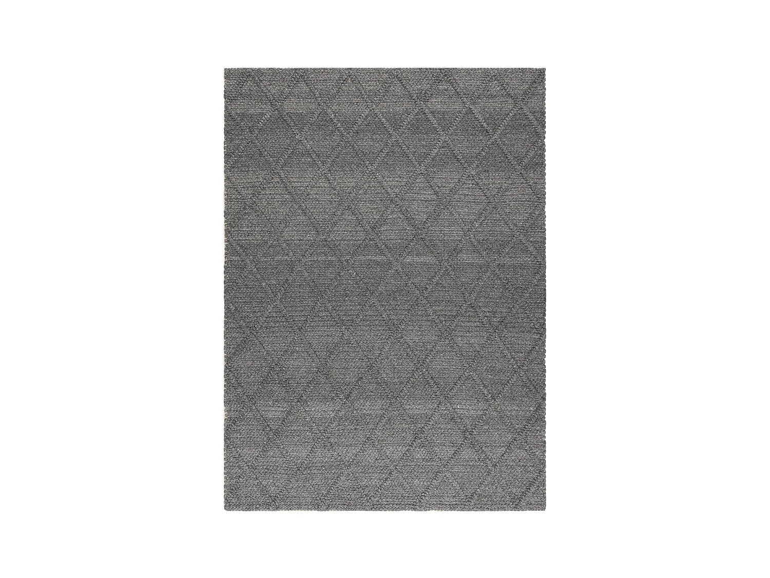 Wollen tapijt TAHAR 99001K antraciet - HANDGEWEVEN lus, ruiten, boho 120x180 cm