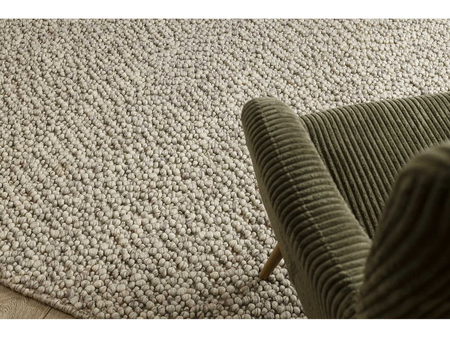 Tapis en laine TAHAR 99005G gris / beige - TISSÉ MAIN boucle, uniform 120x180 cm