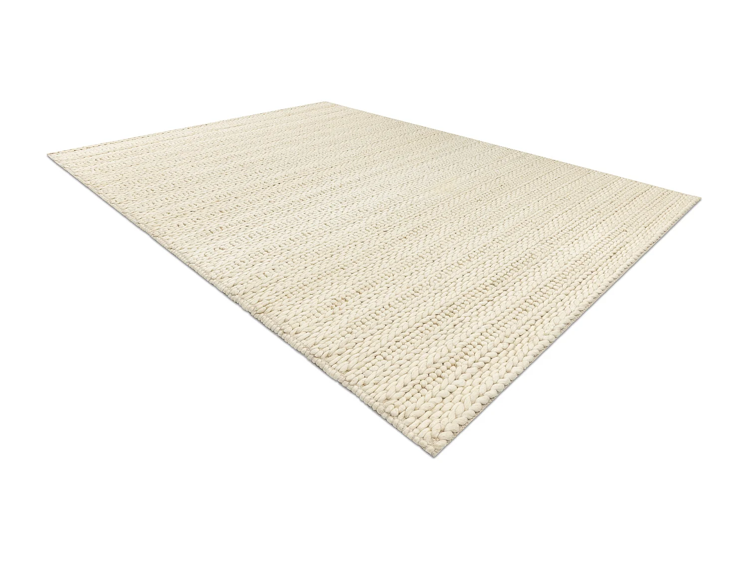 Tapis en laine TAHAR 99002B crème - TISSÉ MAIN boucle, Lignes  160x240 cm