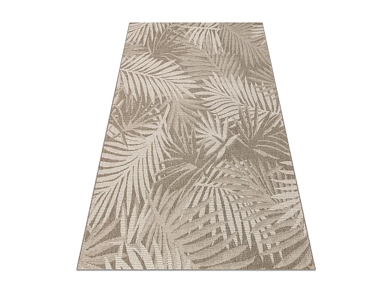 TAPIS EN CORDE SIZAL FLOORLUX 20504 FEUILLES gris foncé / Champagne J 80x150 cm