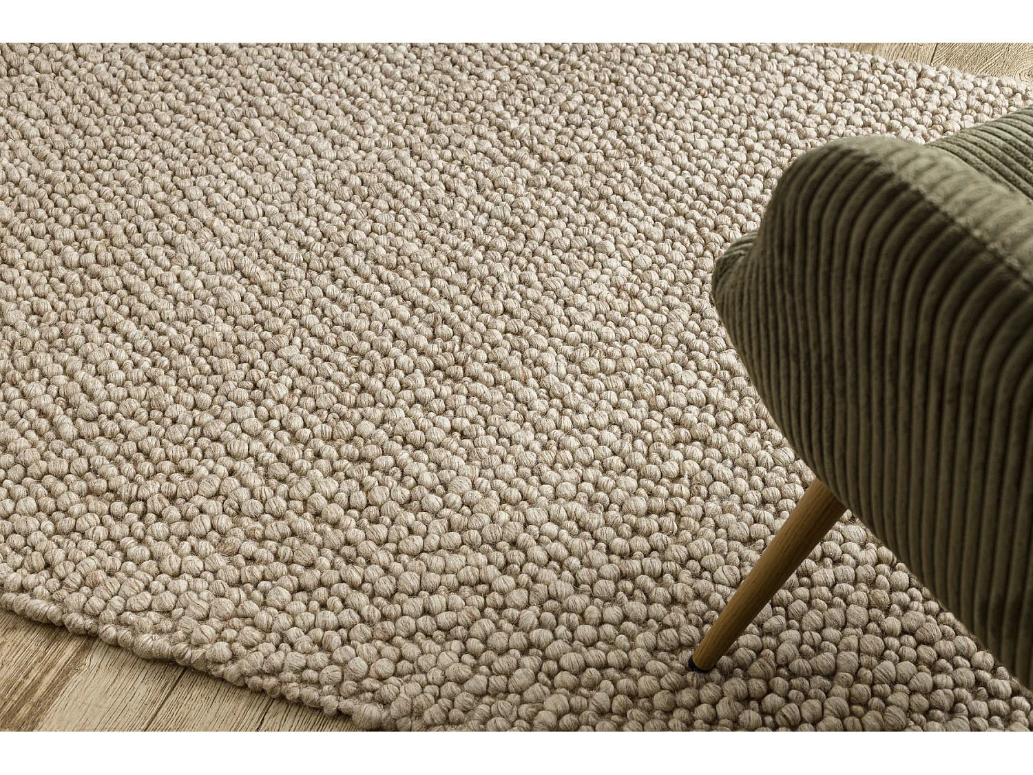Wollteppich TAHAR 99005C beige - HANDGEWEBT Schlinge, uniform 200x290 cm
