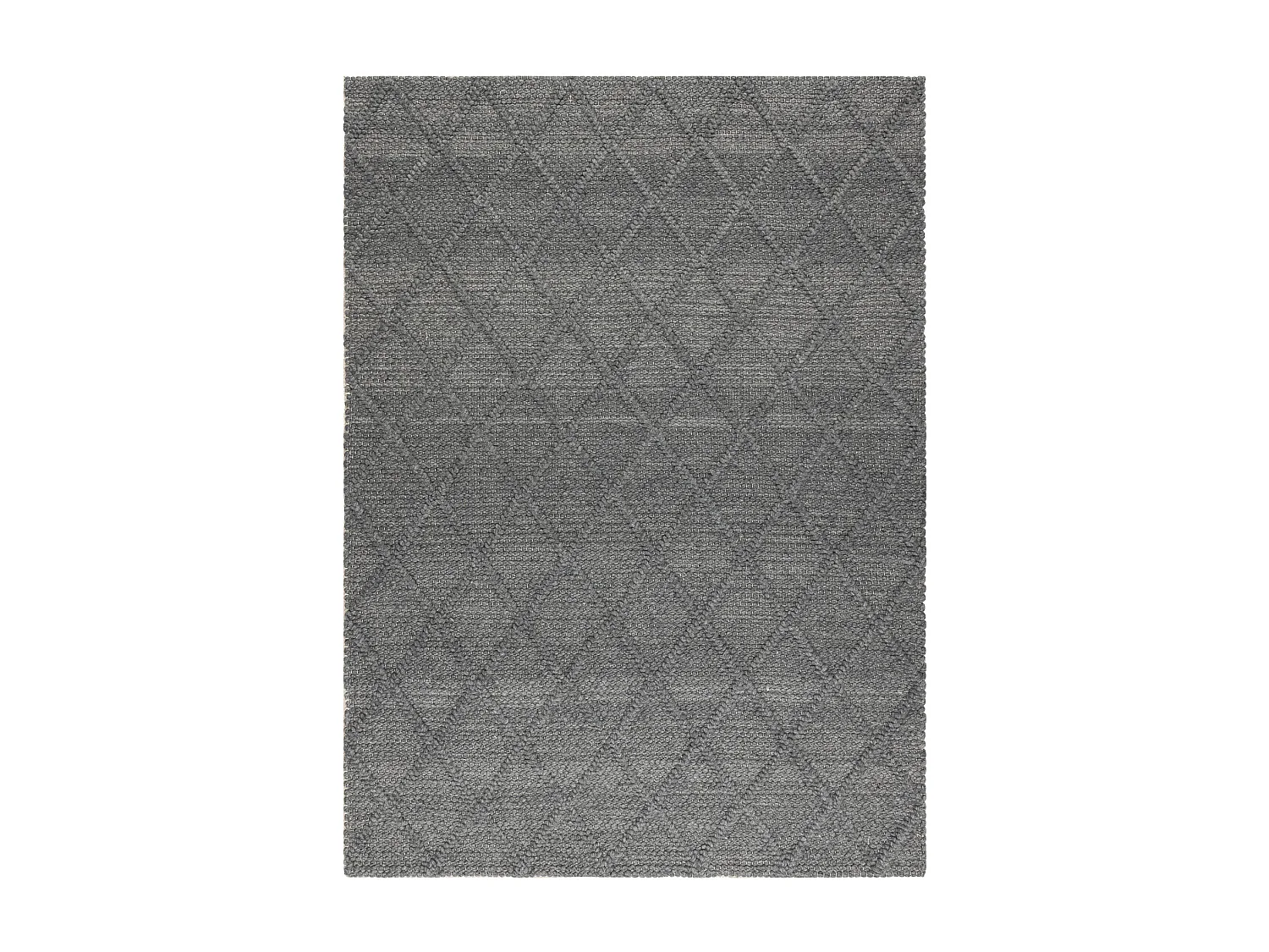 Wollen tapijt TAHAR 99001K antraciet - HANDGEWEVEN lus, ruiten, boho 200x290 cm