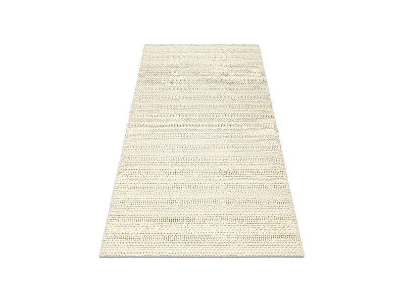 Wollteppich TAHAR 99002B Creme - HANDGEWEBT Schlinge, Linien  120x180 cm